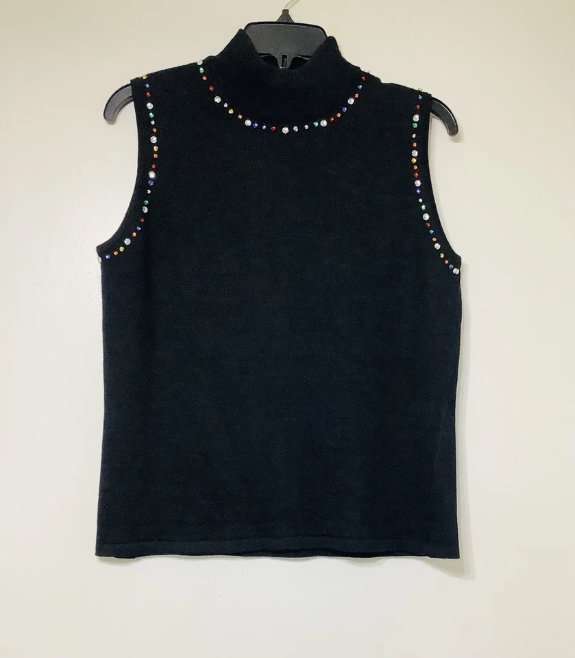 Top sin mangas Erika para mujer con cuello alto con joyas talla mediana Foto 1 de 4