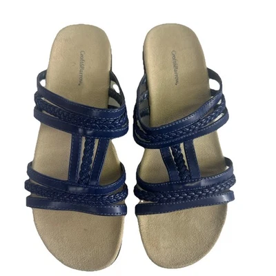 CROFT & BARROW - Sandalias de cuña de charol azul para mujer talla 7,5 EE. UU. Foto 1 de 4