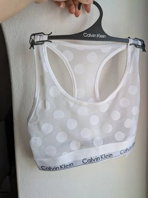 Calvin Klein bralette size S polka dots white mesh bra Christmas gift  - Image 1 of 4