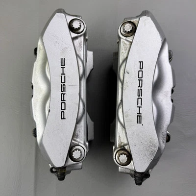 2011-2018 PORSCHE CAYENNE S 958 REAR BREMBO BRAKE CALIPER SET SILVER OEM - Image 1 of 4