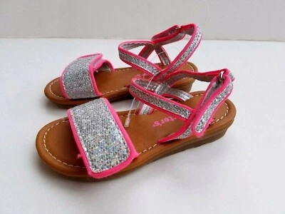 GIRLS Carter's Silver Sparkle Glitter PINK trim Sandals/Shoes Sz 7 NWT - Image 1 of 4