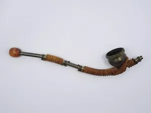 ESTATE OTTOMAN LONG STEM METAL with LEATHER WRAPPED PIPE ~ 7 " - Picture 1 of 6