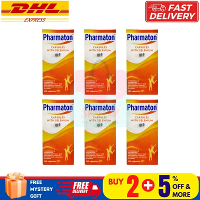 6 X 100s Pharmaton Capsules with Ginseng and Selenium Energy Booster Performance - Image 1 of 4