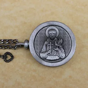 Pewter Keepsake Pet Memory Charm Cremation Urn with Chain - St Francis - Picture 1 of 1
