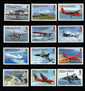 FALKLAND ISLANDS 2008 AIRCRAFT SET OF 12 SG.1096/1107 MNH - Picture 1 of 1