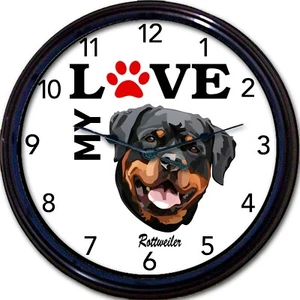 Rottweiler Dog Puppy Wall Clock I Love My Rottweiler Canine Dogs New 10" - Picture 1 of 1