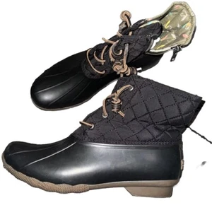 Sperry Quilted Wool Saltwater Duck Boots- Black / dark grey- NWOB Women 10 - Picture 1 of 9