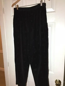 "Talbots" 100 % Baumwolle schwarz Samt bestickt Hose-Größe 12-EUC - Bild 1 von 3
