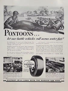 1942 The General Tire Fortune WW2 Print Ad Q4 Pontoons Boat Amphibious Marines - Picture 1 of 2