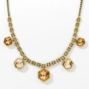 Touchstone Crystal Antique Topaz Golden Shadow On Edge Necklace Swarovski ๐ - Picture 1 of 2