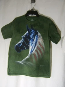 THE MOUNTAIN KID'S TEE SHIRT "PATRIOTIC HORSE HEAD" SIZE YOUTH LARGE NEW :B19-1 - Picture 1 of 3