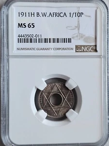 British West Africa 1/10 Penny 1911H NGC MS 65 - Picture 1 of 2