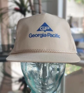 VTG Georgia Pacific GP Ivory Blue Snapback Trucker CAP HAT NEW - Picture 1 of 5