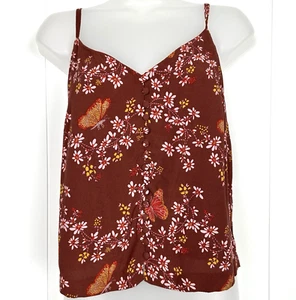 Madewell Camisole Top Damen Größe 4 weinrot Blumenmuster bedeckt Knöpfe & Schlaufen gefüttert - Bild 1 von 11