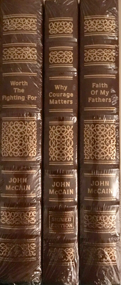 Easton Press John McCain Signed 3 Book Set Leather-Bound Sealed, Mint - Image 1 of 1