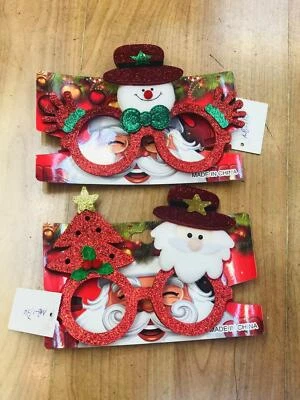 SHATCHI Set of 2 Red Christmas Glasses Novelty Xmas Frame Fancy Dress Party Accessories