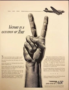 Air Transport Assoc. V For Victory C-47 Buy War Bonds WWII Vintage Print Ad 1942 - Picture 1 of 6