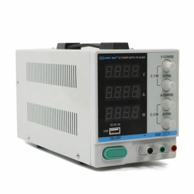 Adjustable Power Supply Precision Variable DC Digital Lab with Clip 30V 10A 220V - Image 1 of 4
