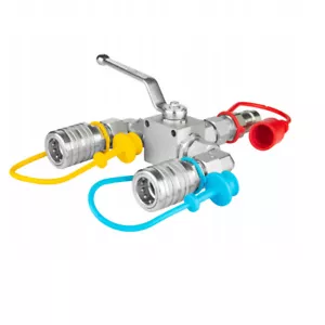Hydraulik Kugelhahn Umschalthahn 3/2 + 2x Kupplungsdose + Kupplungsstecker - Bild 1 von 2