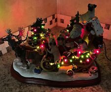 Danbury Mint Pug Christmas Sleigh Lighted W/Santa