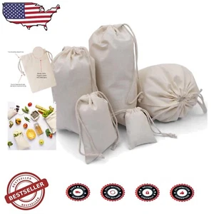 Multipurpose Reusable Cotton Bags - 100Pcs Eco-Friendly Drawstring Gift Bags - Picture 1 of 9