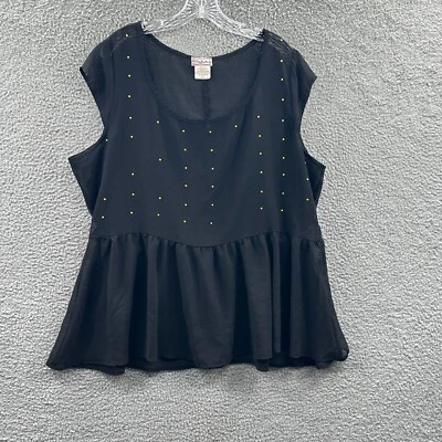 Soulmates Womens Top 2X Black Dots Short Sleeve Pullover Lightweight Sheer Shirt - Image 1 of 4