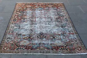 Tappeto piccolo lana rosso rosa tradizionale fatto a mano shabby chic indossato vintage 267x160 cm - Foto 1 di 16
