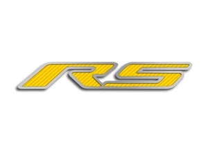 Capucha emblema amarillo fibra de carbono "RS" para Chevy Camaro RS 2010-2020 - Imagen 1 de 2