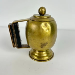Vintage Brass Wooden Handle Cup W/ Lid Stein Mug Handmade - Picture 1 of 9