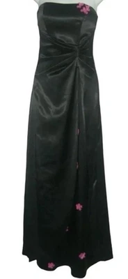 Vestido DE COLECCIÓN Y2K RAMPAGE Negro Satén Sin Tirantes Estrás Rosa Flores Apliques 7 Foto 1 de 4