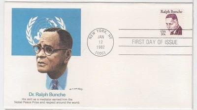 TurtlesTradingPost- Dr Ralph J. Bunche - 1982 FDC #1860 - Fleetwood Cachet - Image 1 of 2