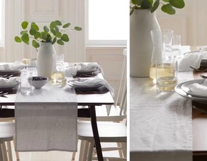 Quince European Linen Table Runner White 16”x108” 100% Linen New! - Picture 1 of 5