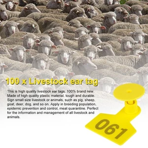 Livestock Ear Tag Plastic Yellow 1-100 Number Range Perfect for Sheep & Pigs - Bild 1 von 11