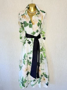 Exquisite Karen Millen X Lydia New Silk Cotton Floral Shirt Dress UK14 Stunning - Picture 1 of 8