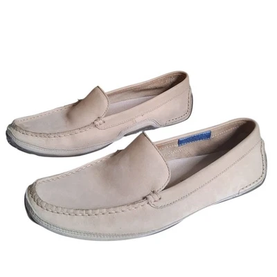 Mocasines de conducción de cuero lavables zapatos talla 8 ancho sin cordones Rockport beige Foto 1 de 4