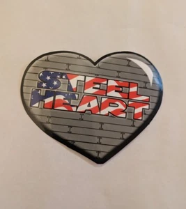 Vtg United States Patriotic Heart Shaped Steel Heart Flag Print machine Sticker - Picture 1 of 10