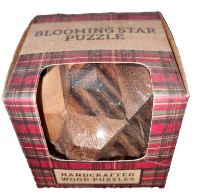 Blooming Star Wood Puzzle Handcrafted Brain Teaser Hand Held - Image 1 of 2