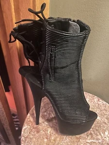 Size 6 Pleaser 6” Black Platform Heels Exotic Dancer Stripper Boots - Picture 1 of 13