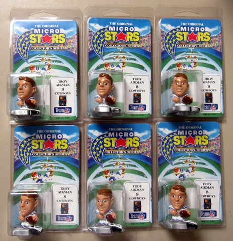 Troy Aikman 1994 Micro Stars 6ct Football Lot New In Box 2in Tall Cover
