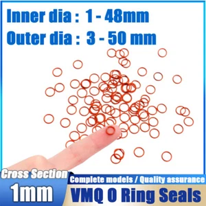 1mm Cross Section O Rings VMQ Silicone Food Grade 1mm-48mm ID High Temperature - Picture 1 of 86