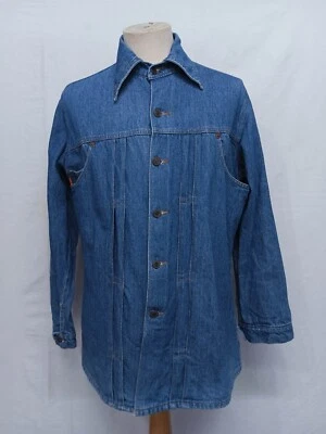 Camisa De Colección Años 70 Levi's Chore Naranja "R" Tab Denim Jean Índigo Hombres Camisa de Trabajo L Foto 1 de 4
