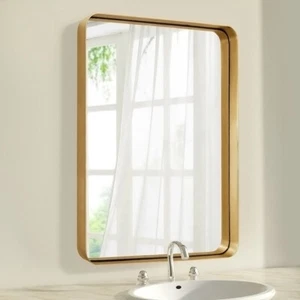 Rectangle Irregular Wall Mirror Home Decor Bathroom Makeup Mirror Metal Frame - Picture 1 of 97