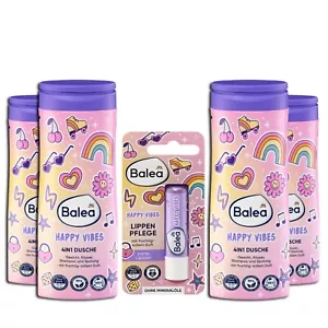 5er Set: 4 x Kinder Shampoo & Spülung 4in1 Happy Vibes, 300 ml + Lippenpflege - Bild 1 von 5