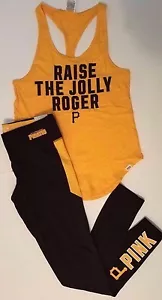 Victorias Secret Pink Pittsburgh Pirates Tank Top Ultimate Yoga Leggings Set S - Picture 1 of 3