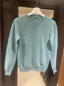 BENETTON Ladies Crew Neck Jumper UK S Teal Blue/Green VGC 100% Virgin Wool - Picture 1 of 7
