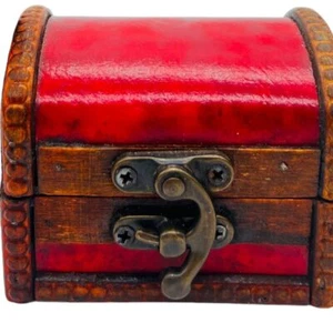Baule Vaporiera Miniatura Cassapanca Tesori Mobili Legno Mobile Metallo Chiusura - Foto 1 di 10