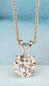 2.50 Ct F VS1 Round Lab Grown Diamond Pendant 14k White Gold IGI Certified - Picture 1 of 9