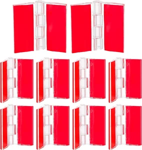12 Pcs Plastic Acrylic Clear Small Hinges Self Adhesive Piano Hinge for Cabinet - Picture 1 of 12