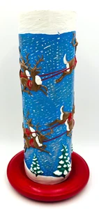 Vintage Atlantic Mold Ceramic Christmas Candle 3D Santa in Sleigh w/ Reindeer - Picture 1 of 20