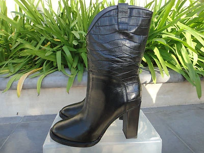 Bota media Sigerson Morrison ELISA, cocodrilo negro en relieve, para mujer talla 7 de EE. UU. Foto 1 de 4